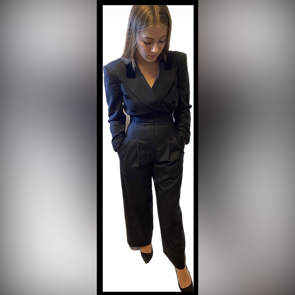 Black ESCADA Jumpsuit Wool Cashmere 34